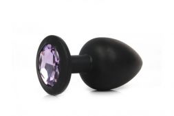 Анальная пробка ONJOY Small Black с фиолетовым кристаллом