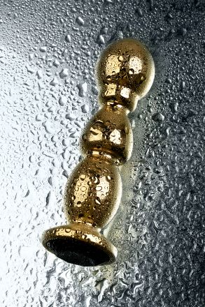 Анальная втулка Gold Medium с кристаллом цвета турмалин