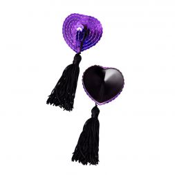 Фиолетовые пэстисы Erolanta Lingerie Collection в форме сердец с кисточками