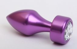 Конусная анальная пробка Purple Small с бриллиантом