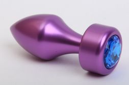 Конусная анальная пробка Purple Small с синим стразом