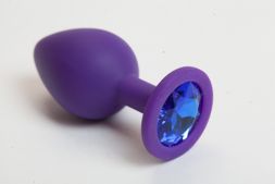 Анальная пробка Purple Large с синим кристаллом