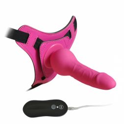 Страпон 10 Mode Vibrations 6.3 Harness Silicone Dildo Pink