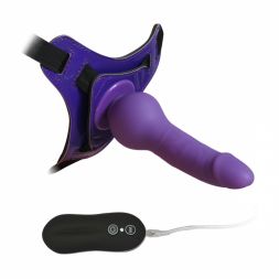 Страпон 10 Mode Vibrations 6.3 Harness Silicone Dildo Purple
