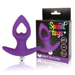 Фиолетовая анальная втулка Sweet Toys с отверстием в форме сердца